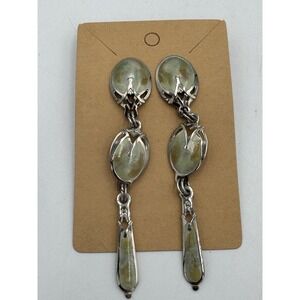 vintage edgar berebi earrings Silver Tone With Cream:tan Accents